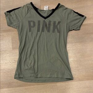 PINK Victoria's Secret Olive Green V-Neck Women's Top